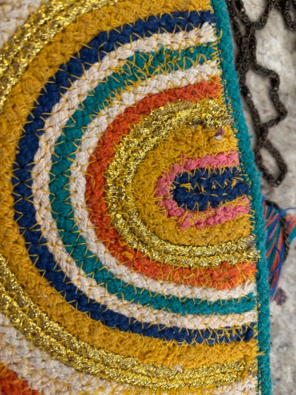 Paper Source Multicolor Handwoven Half-Moon Crossbody Bag - Picture 6 of 11
